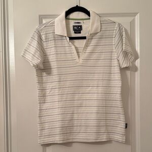 NWOT Adidas Women’s Climalite White Striped Polo Shirt Sz M